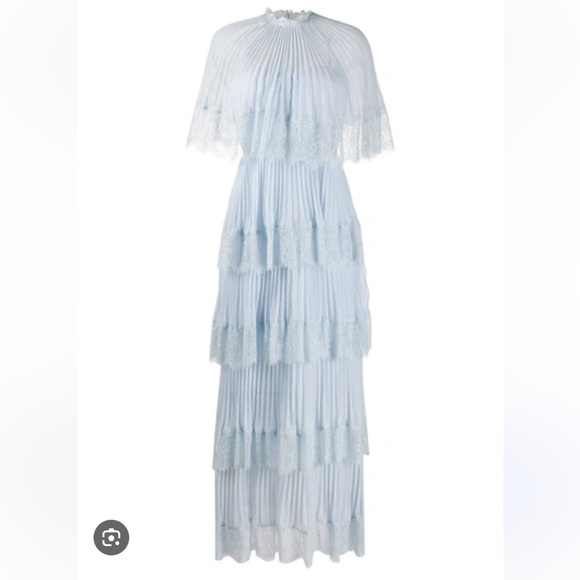 Self-Portrait Light Blue Chiffon Maxi Dress Self-Portrait Light Blue Chiffon Maxi Dress